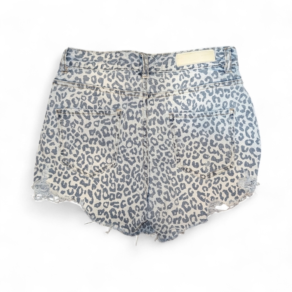 Blue B High Waisted Leopard Denim Jean Shorts Small Casual - Picture 5 of 5